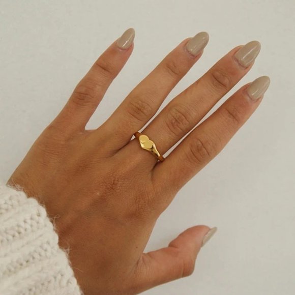 Gold Heart Ring, Heart Ring, Love Ring, Stacking Ring Gold - Picture 1 of 4